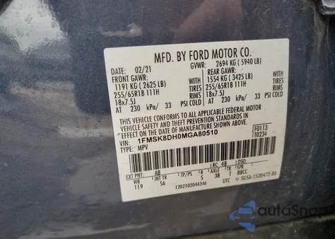 2021 Ford Explorer Xlt from USA, damaged, VIN 1FMSK8DH0MGA80510